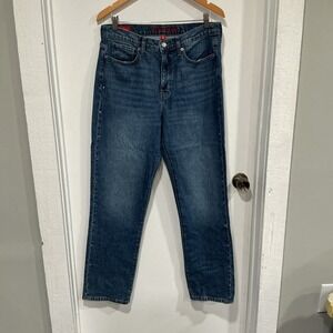 Lucky Brand Zoe High Rise Straight Jeans Womens 12x31 Blue Studded Boho Festival